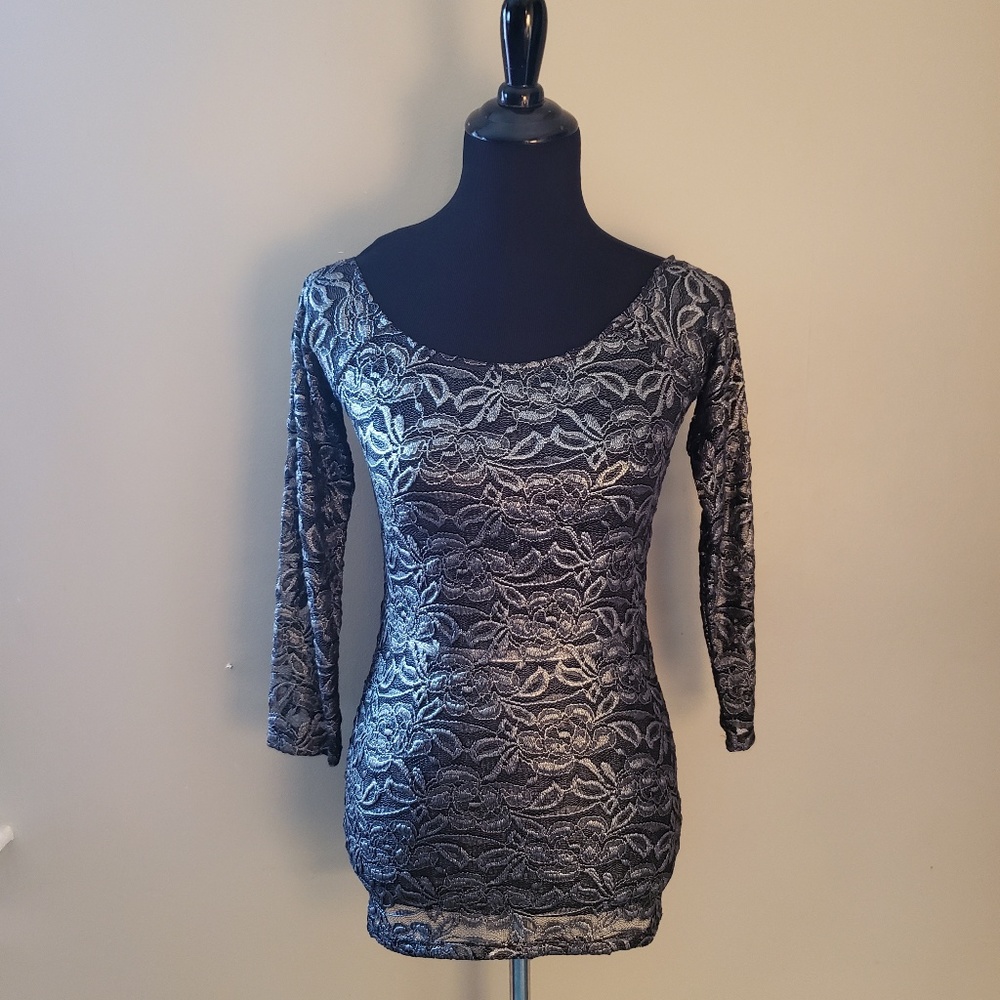 Silver Lace Top